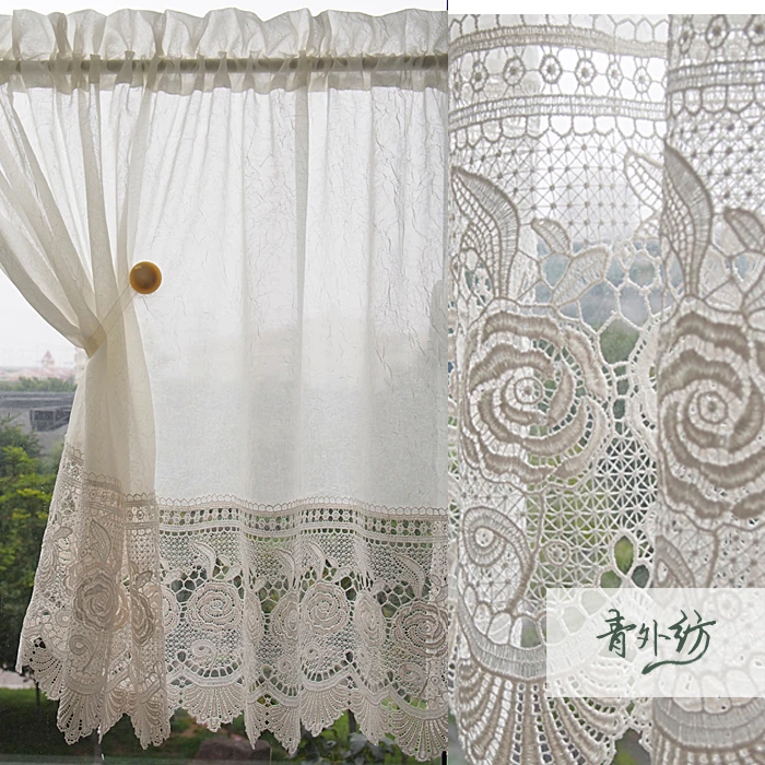 Morden Beige Rose Ventana Cortinas De Encaje De La Cocina Del Cafe Cortina Rustica Cortinas Para Ventana Corto Tul Ventana Cortinas Curtain Motor Kitchen Curtains For Salecurtain Drapes Aliexpress