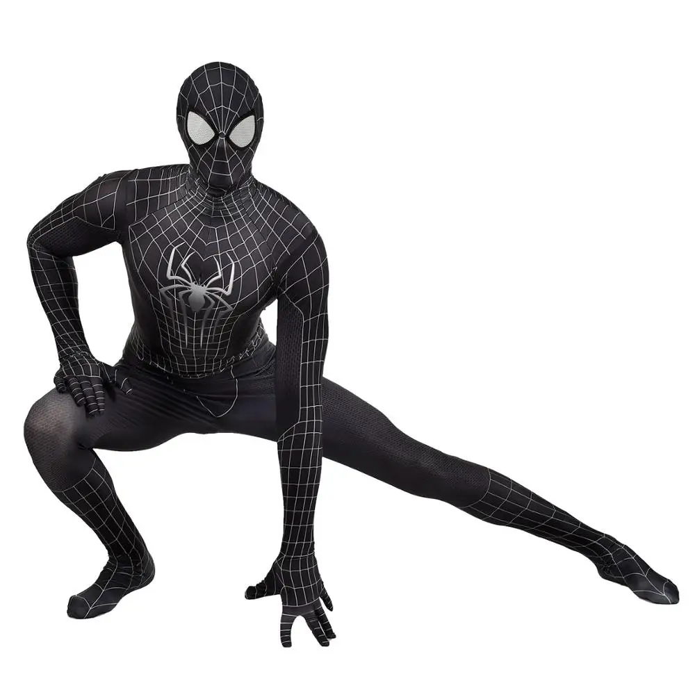 

Black Spider-man Cosplay Costume Mask with Lense Man Halloween Party Bodysuit Drop Shipping