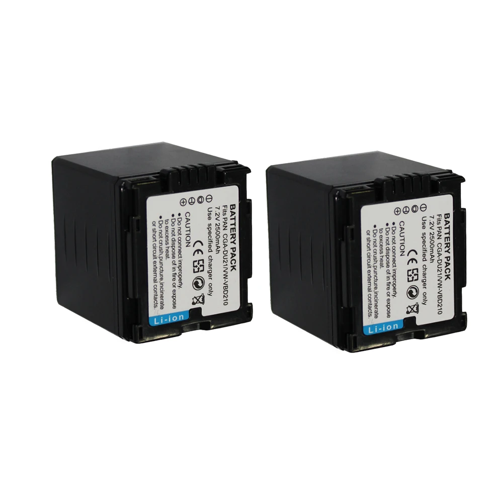 Аккумулятор 2500 мА · ч 2 шт./лот CGA-DU21 VBD210 для Panasonic NV GS500 GS28 GS328 GS320 GS250 GS258 GS300 GS308 SDR H28 H250