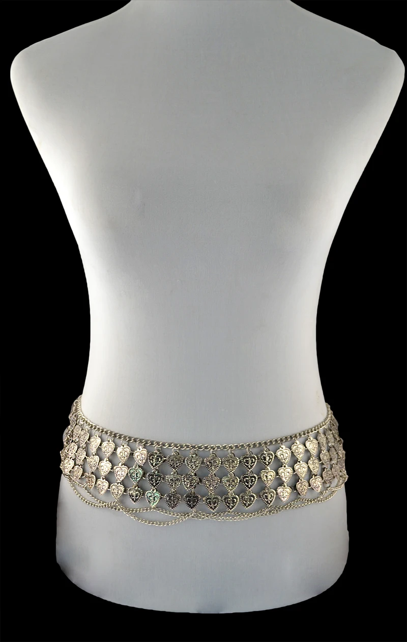 Idealway Gypsy Bronze Metal Heart Multilayer Belly Chain Hippie Boho