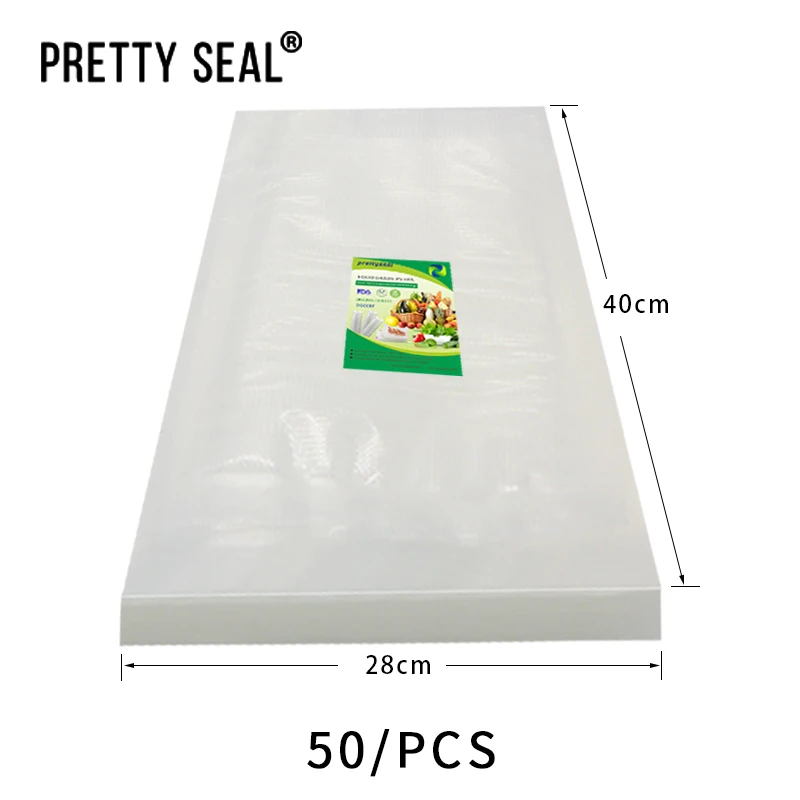 

PRETTYSEAL food Storage Kitchen Vacuum Food Sealer Rolls films PE Food Grade Membranes 50pcs 28*40cm Keep Fresh Vacuum Bags
