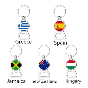 

Hot Creative Spain Greece New Zealand Hungary Jamaican Flag Time Gem Multifunction Keychain Metal Beer Opener Accessories
