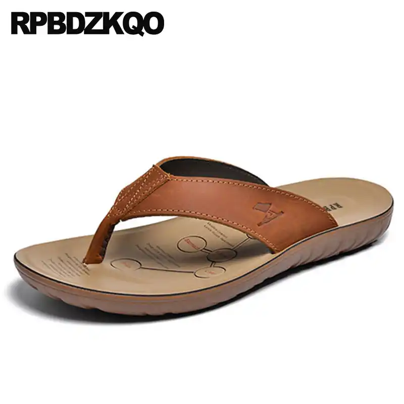 flip flops brown leather