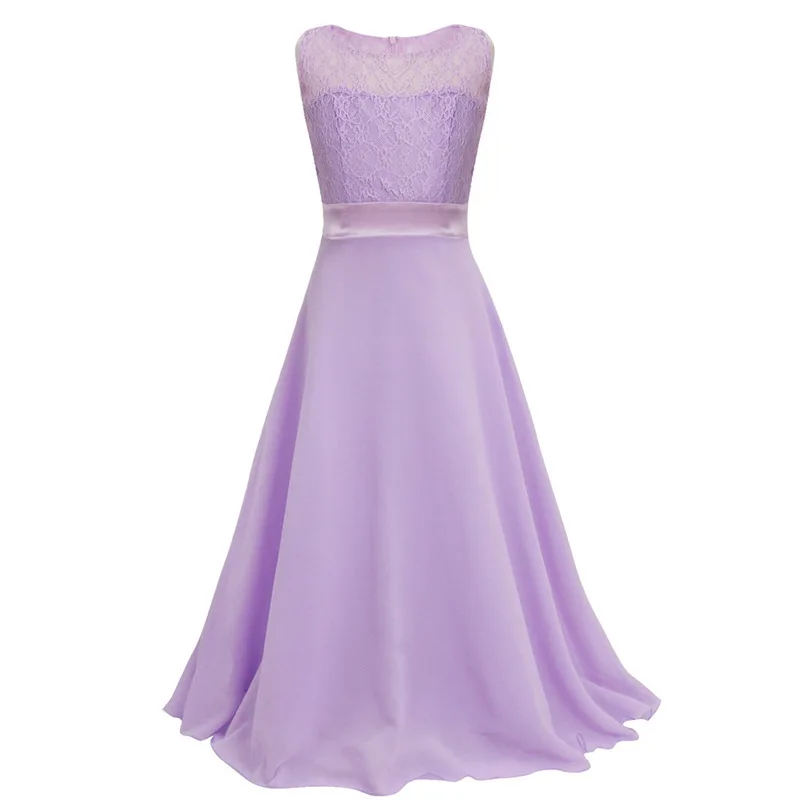 

Fashion Lace Flower Girl Dress Sleeveless Kids Beautiful Wedding Party Dress Girl Formal Evening Pageant Long Princess Dress