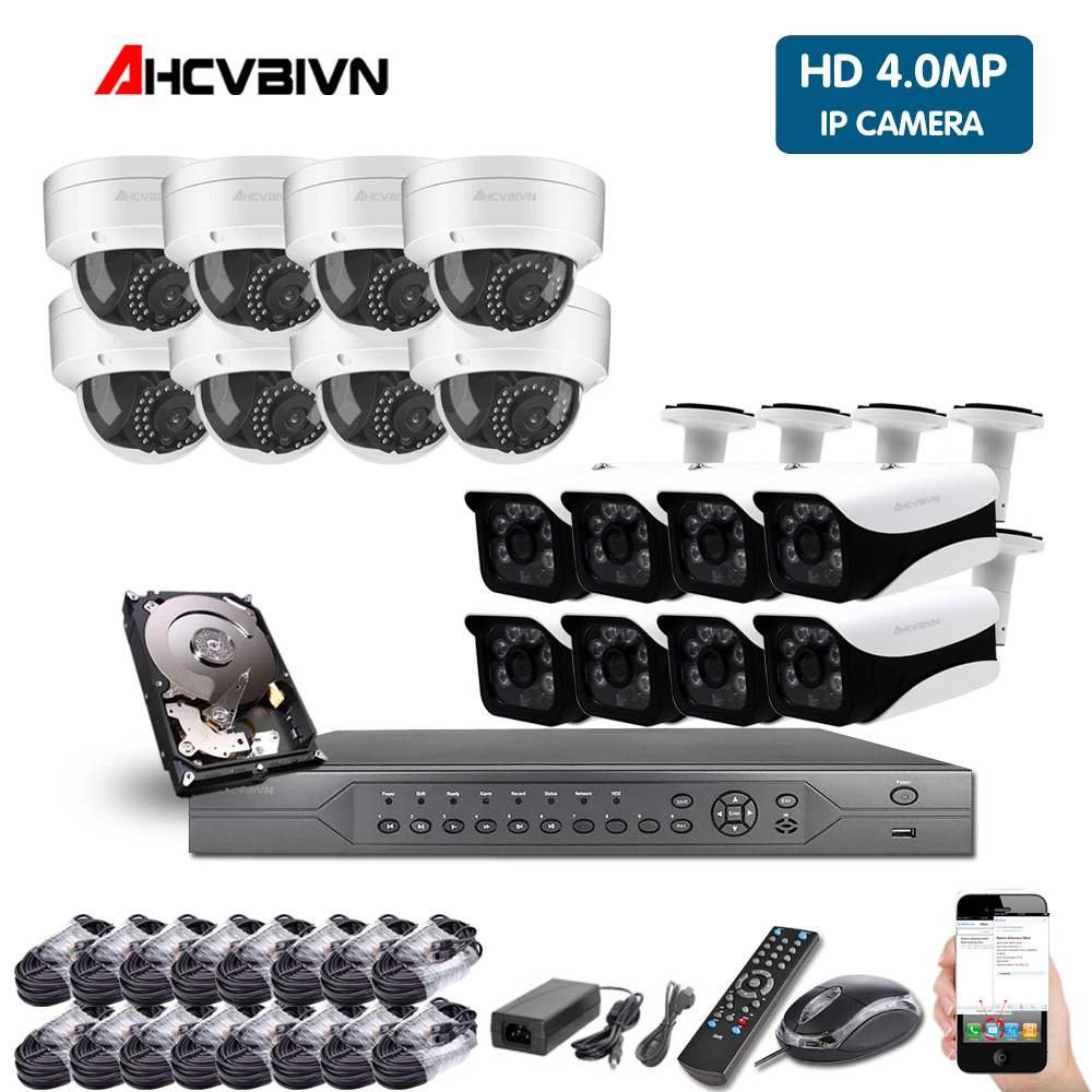 Hot Sale   AHCVBIVN 4K POE NVR 5MP 3MP kit PoE IP Camera P2P Cloud Onvif FTP CCTV System IR Outdoor Night Visi 