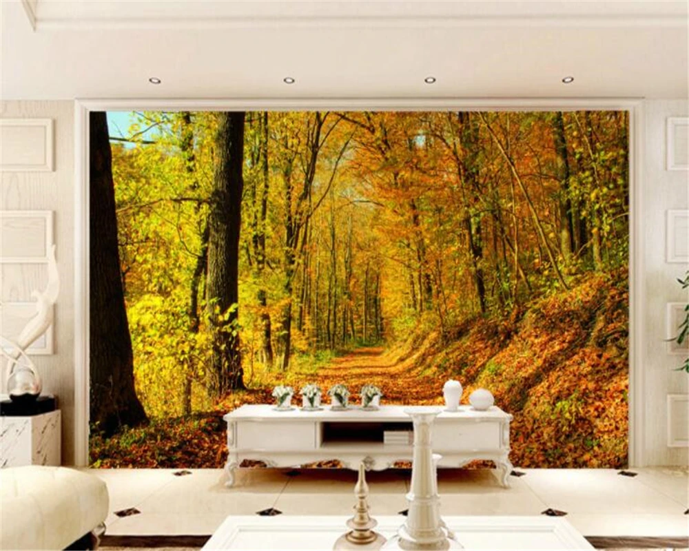 3d обои покрытые листьями горной дороги для ранней осени 3d|wallpaper custom|3d wall muralsmural papel