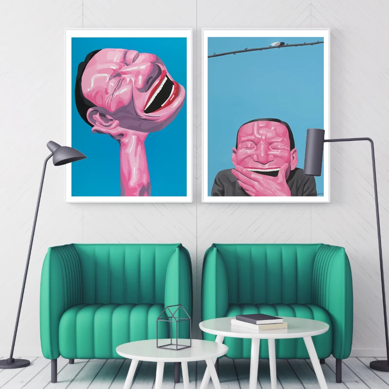 

YMJ Famous Smile Face Cartoon Figures Canvas Painting Poster Print Wall Art Pictures For Living Room Bedroom Aisle Modern Decor