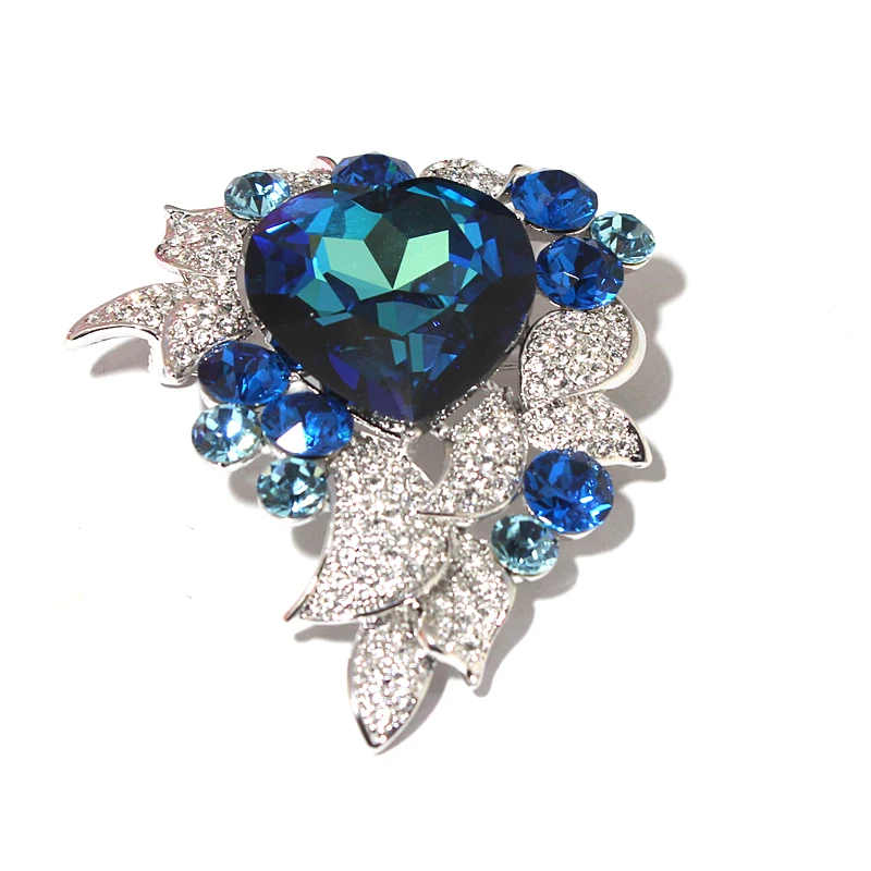 Heart shaped Rhinestone Women Brooches Safety Pin Brooch Jewelry