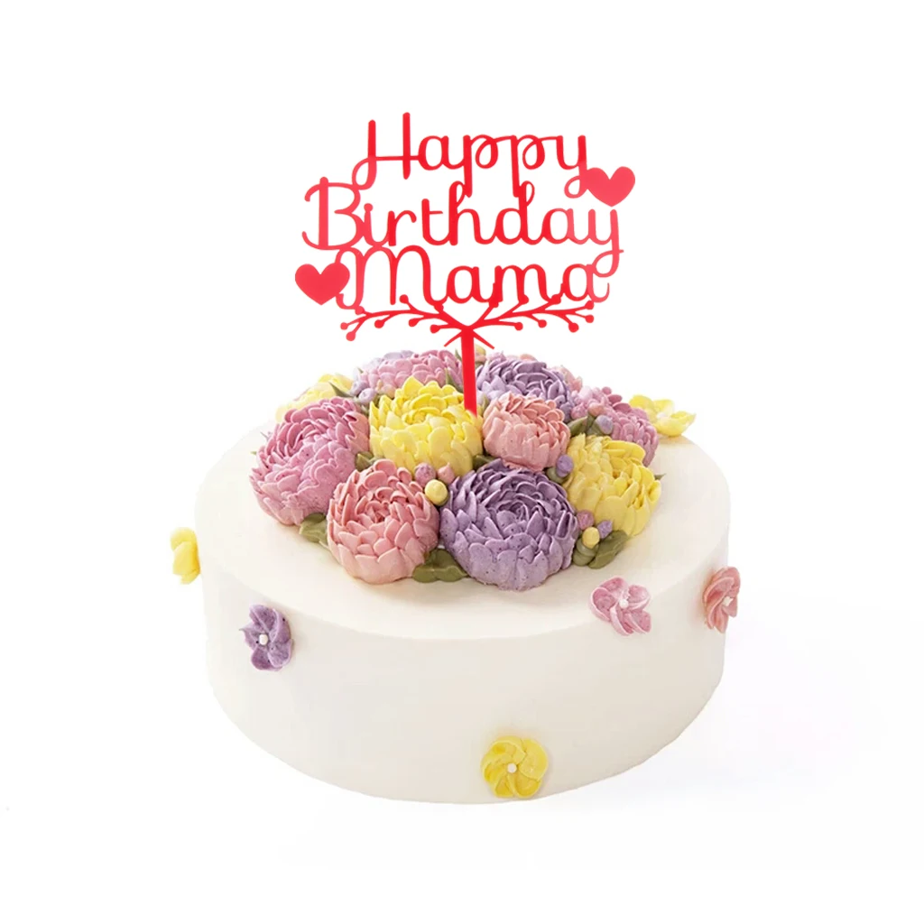 Happy Birthday Mama Acrylic Cake Topper Party Supplier Decoration Birthday Party Cake Centerpieces Silver/Gold/Red 