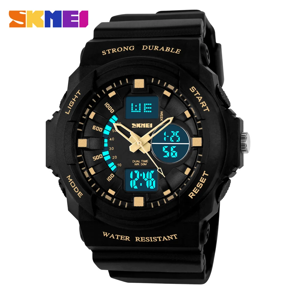 SKMEI Dual Display Digital Men's Watch 2 Time Stopwatch ...