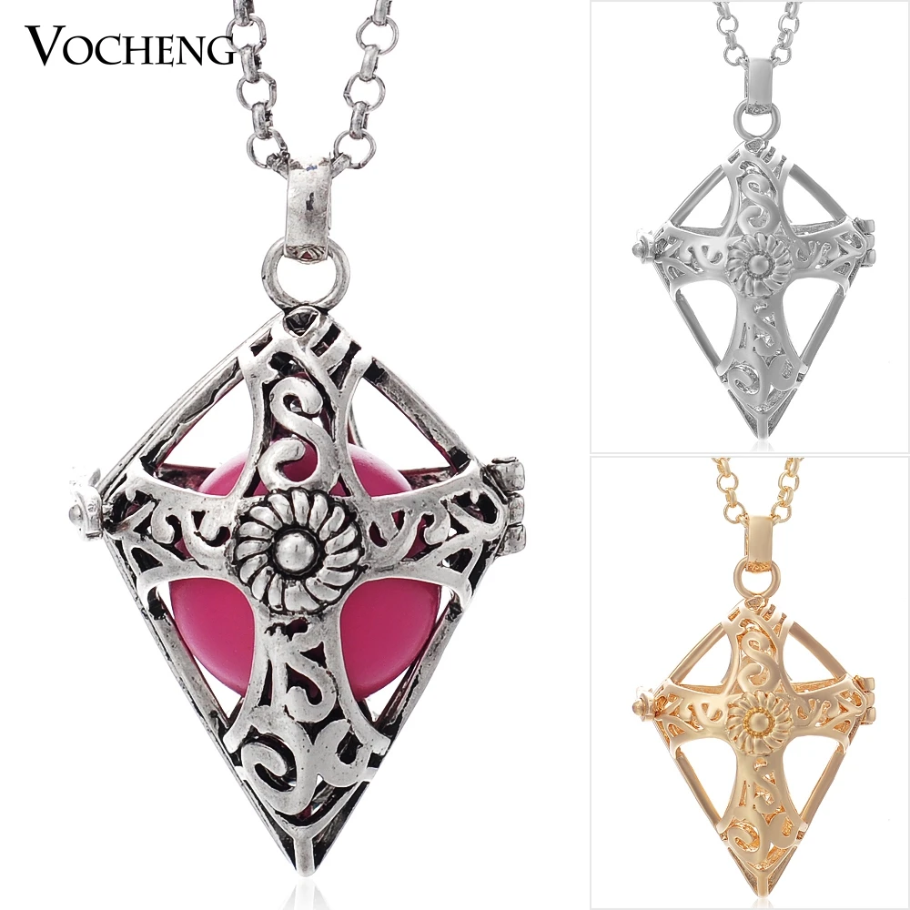 

Vocheng Cage Ball Maternity Necklace Essential Oil Diffuser Locket 3 Colors Copper Metal with Stainless Steel Chain VA-037