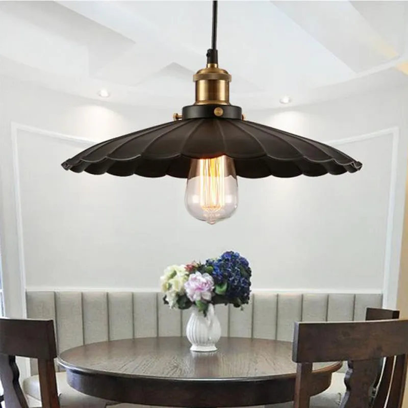 

Vintage Pendant light Iron Black Pendant Lamp Kitchen Dinning Room Hanglamp Industial luminaire Home Lighting Light Fixtures