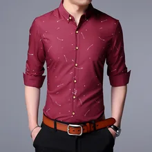 Новое поступление, весенние мужские рубашки с цветочным принтом, мужские классические повседневные рубашки с длинными рукавами, Мужская одежда, BJ68809