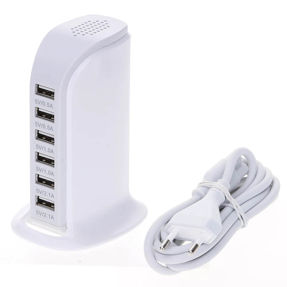Портативный дорожный USB сетевой адаптер питания для нескольких устройств 30 Вт 6