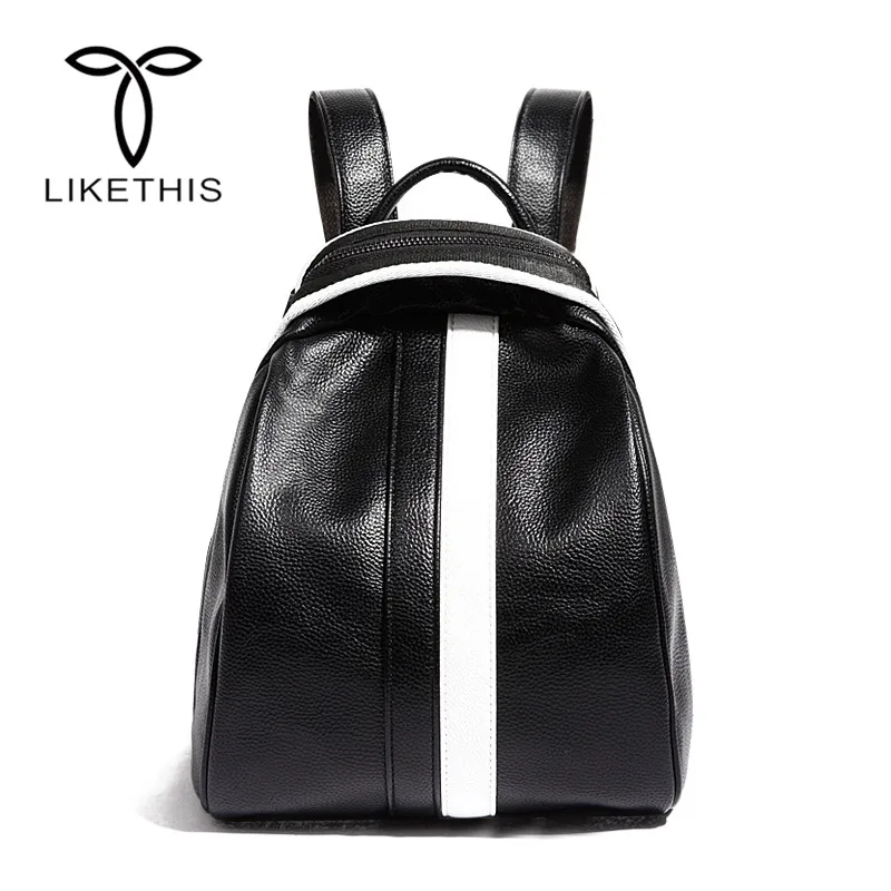 

Women Backpack Fashion PU Leather Solid School Bags For Teenager Girls Large Capacity Casual Women Black Backpacks 168-309