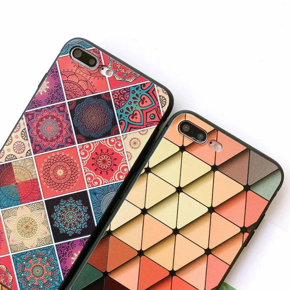 Vintage Relief Full Cover Phone Case For iphone 6 7 8 Plus x Soft Silicone  Anti-Knock Fitted Case For iphone 6 7 8 Plus (2)