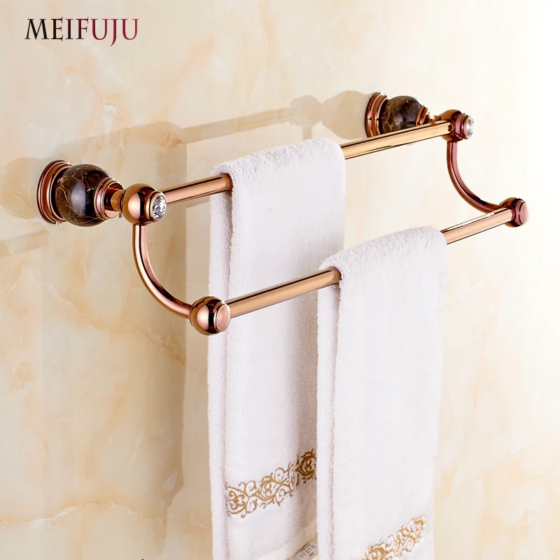 Rose Gold Finished Jade towel Bar Towel Holder Bath ...