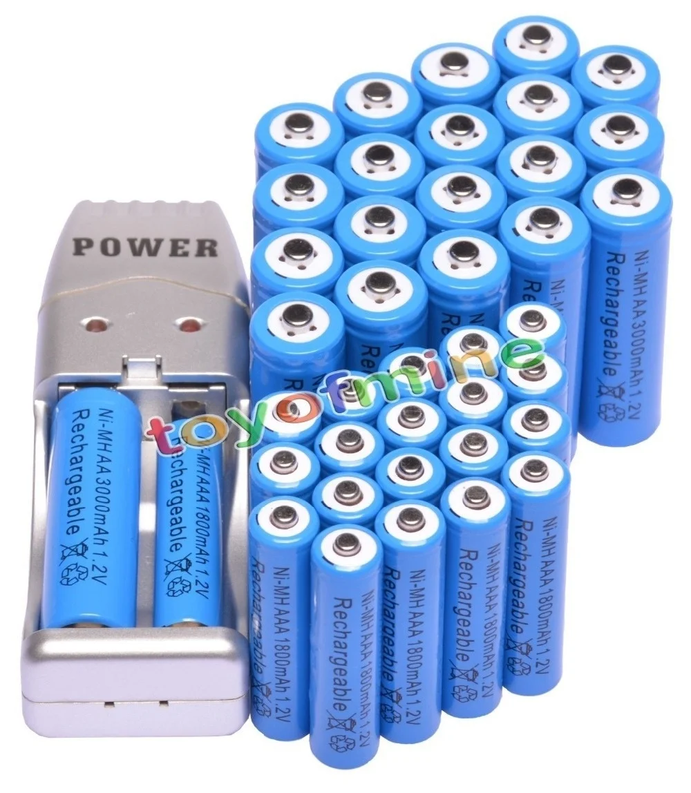 AA + AAA 1 2 V 1800mAh 3000mAh NiMH синяя аккумуляторная батарея USB зарядное устройство 14500