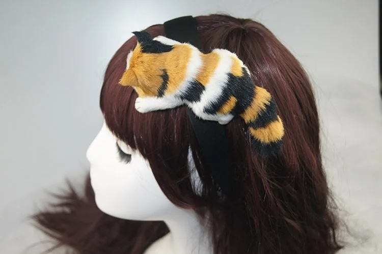 Милая кошачья повязка на голову женские аксессуары для волос вечерние ленты для волос шерсть фетр плюшевые игрушки милые аксессуары для волос животное моделирование творческие поделки
