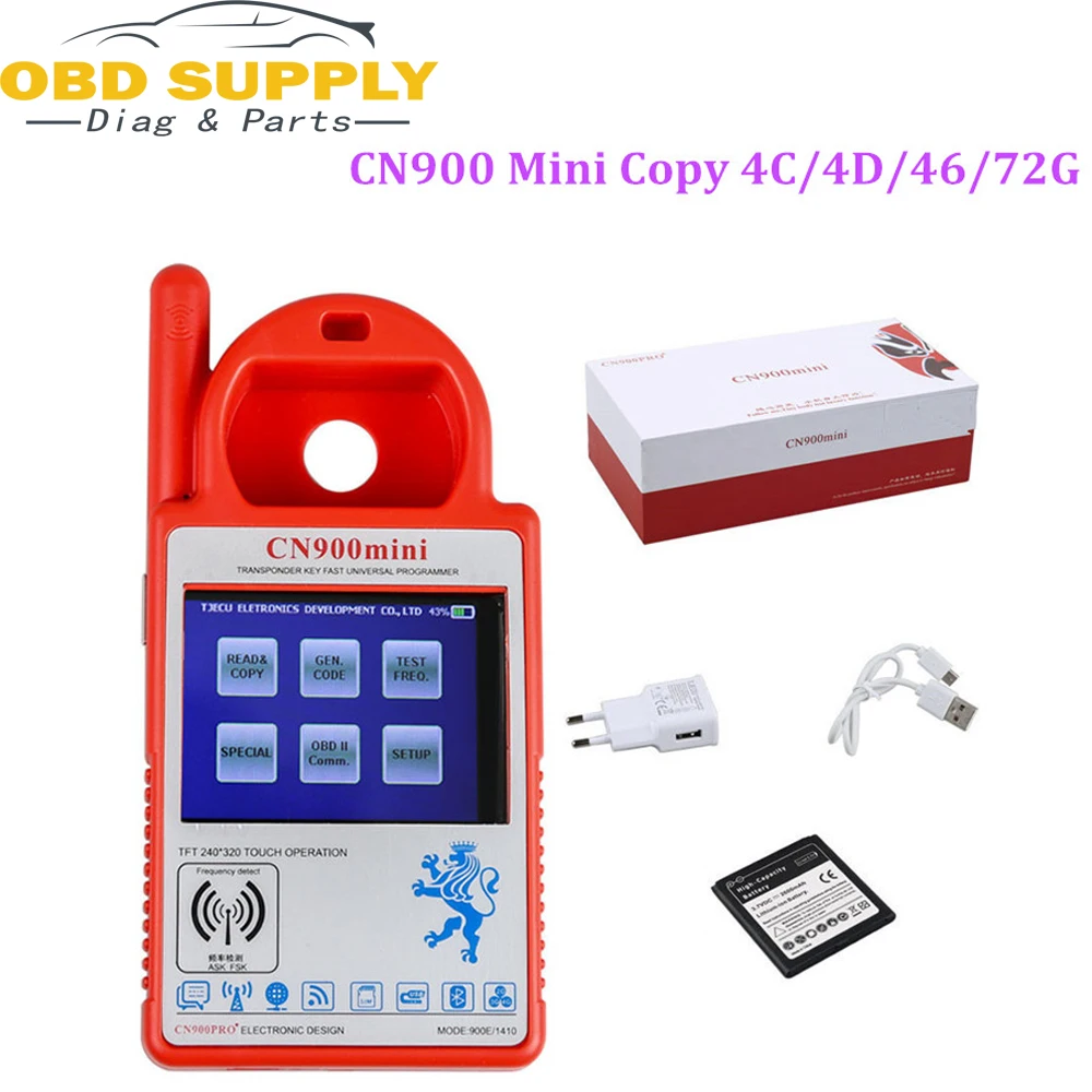 

Newest Mini CN900 Transponder Key Copier Clone 4C 4D 46 48 72G Chip with Multi Languages Update Online