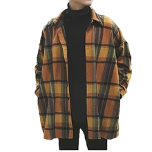 Фланелевая винтажная рубашка большого размера, мужская клетчатая рубашка с длинным рукавом, рубашки в клетку для мужчин, свободная Мужская рубашка на пуговицах, Повседневная Уличная одежда Modis