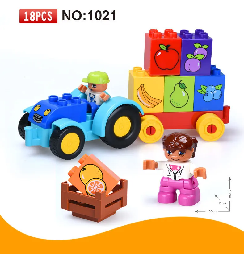 18pcs Large Size Duplo Diy Happy Orchard Building Blocks Fruits