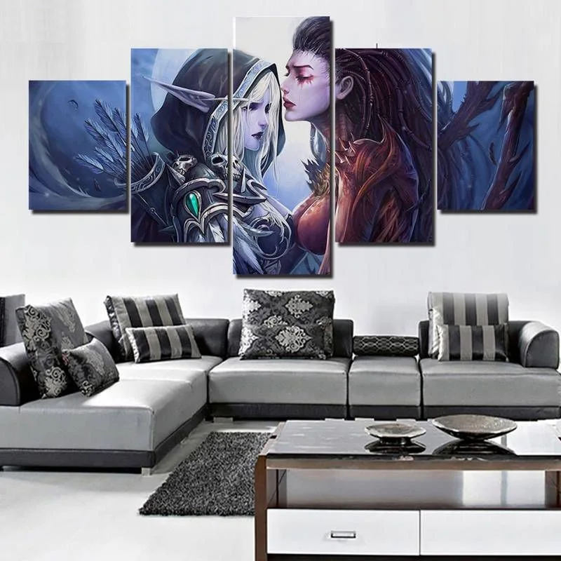 color Paintings World War Battle DOTA Modern Game Poster Wall Print color 5 Panel Home Decorations