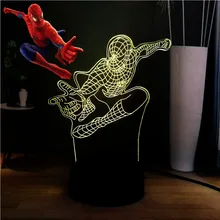 Светодиодный ночник 3D визуальная Таблица лампа Marvel Человек-паук настольная лампа RGB разноцветная прикроватная лампа USB лампа для сна настроение детский подарок
