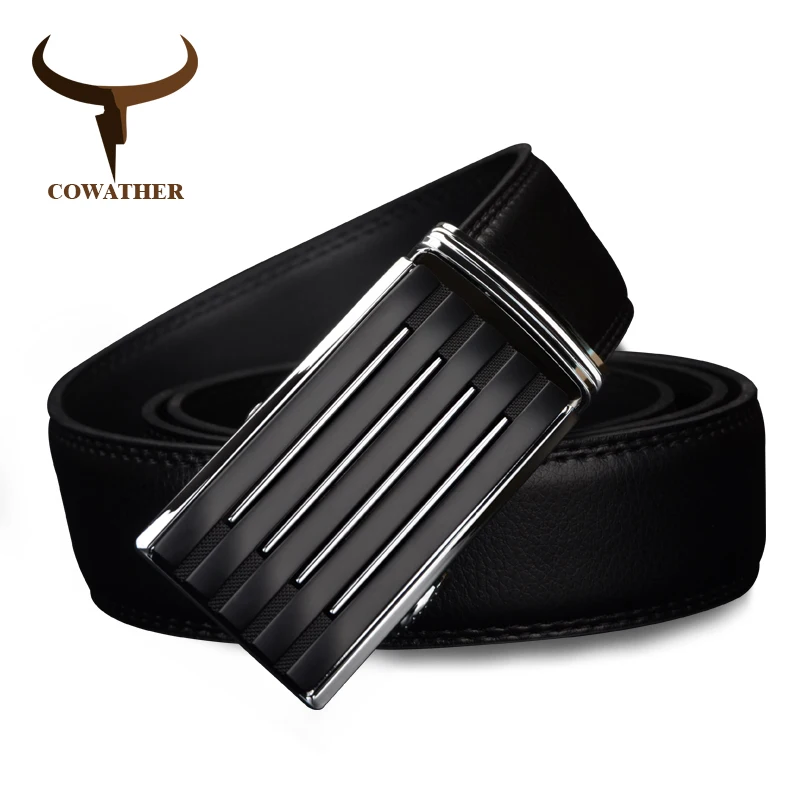 

COWATHER 2019 men's casual cow genuine leather belts for men strap male belt golden automatic buckle cinto masculino