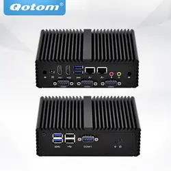 Qotom мини-ПК Core i3 i5 процессор Dual LAN 4 COM Порты безвентиляторный мини промышленного ПК X86