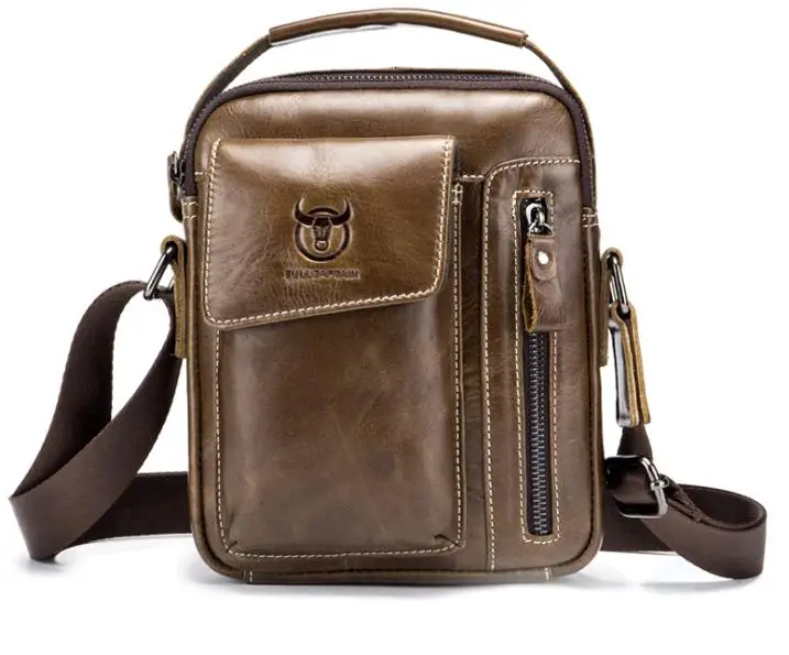 

Cattle Captain Leather First Layer Leather Men's One-Shoulder Genuine Leather Shoulder Bag Vertical