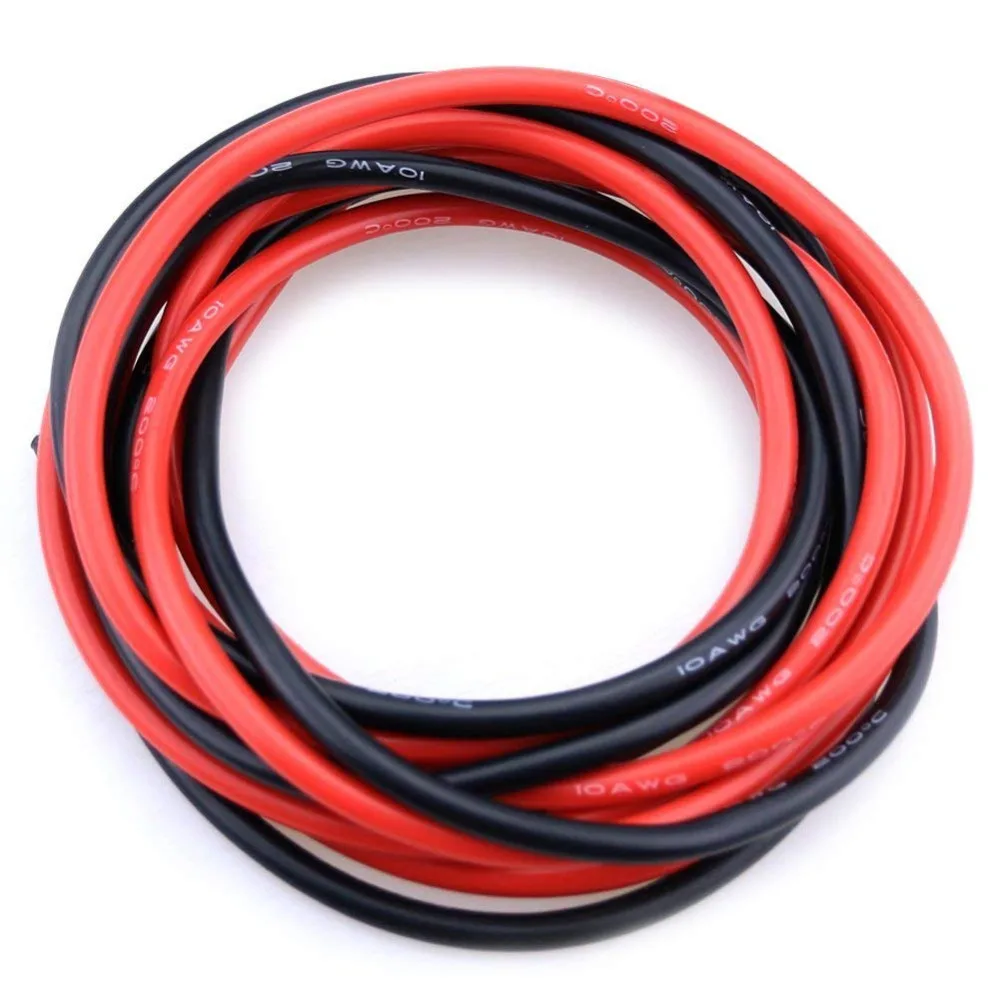 Электрический провод 10 AWG силиконовый провод 10 Калибр крюк провода кабели черный и красный мягкий и гибкий луженый медный провод