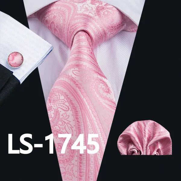 LS-1610 Barry. Wang Мужской галстук шелк жаккардовый тканый галстук носовой платок Запонки Наборы для формальных Свадебная деловая вечеринка - Цвет: LS1745