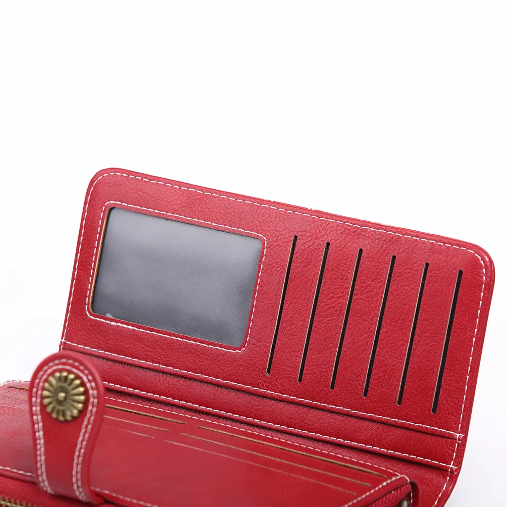 Женский кожаный кошелек, клатч для женщин, женская винтажная одноцветная сумка на молнии, длинная стильная сумка для телефона, кошелек, сумочка для карт#517