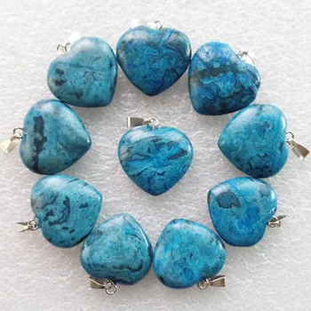 

10Pcs 22x20x6mm Beautiful Blue Crazy Lace Agates Heart Pendant Bead