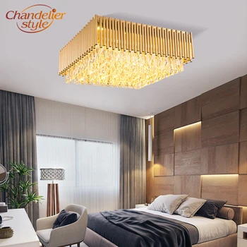 

Modern Square Crystal Ceiling Light Flush Mount LED Ceiling Light Home Hotel Living Room Lighting Fixture