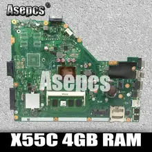 Asepcs X55C 4 Гб Оперативная память памяти Материнская плата Asus X55C X55CR X55V X55VD Материнская плата ноутбука DDR3 60-N0OMB1100-C01 100% Тесты