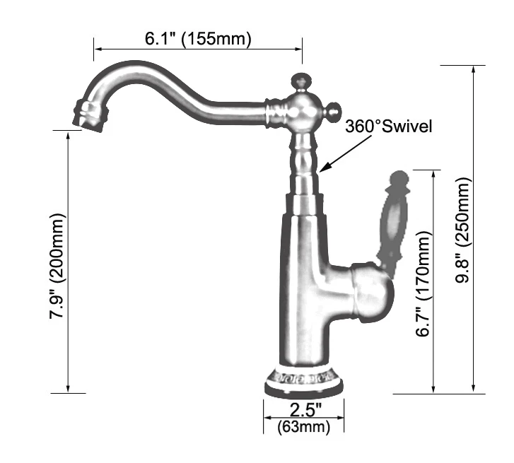 Black Oil Rubbed Bronze Ceramic Base Kitchen Wet Bar Bathroom Vessel Sink Faucet Single Hole Swivel Spout Mixer Tap anf655