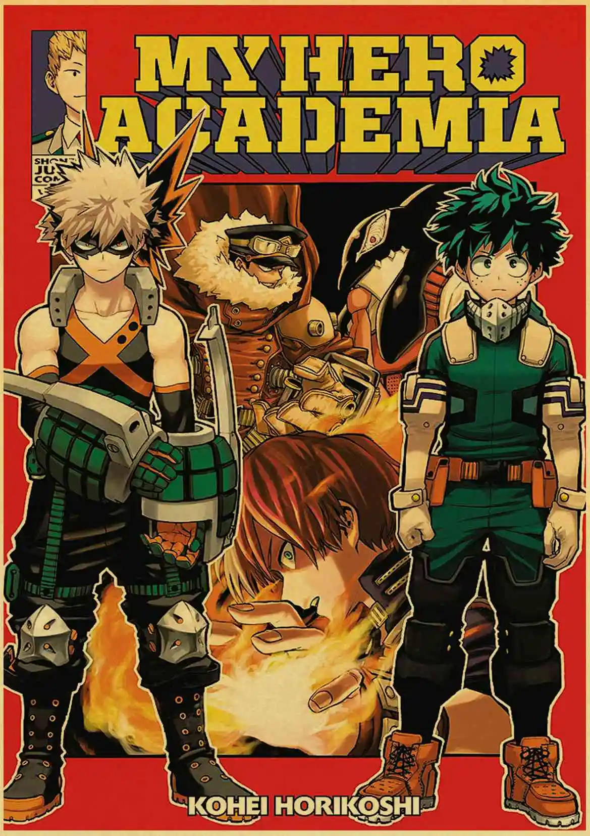 My Hero плакат Academia коричневая печать на крафтовой бумаге настенная живопись Винтажный стиль аниме Ретро плакат Наклейка на стену - Цвет: T003