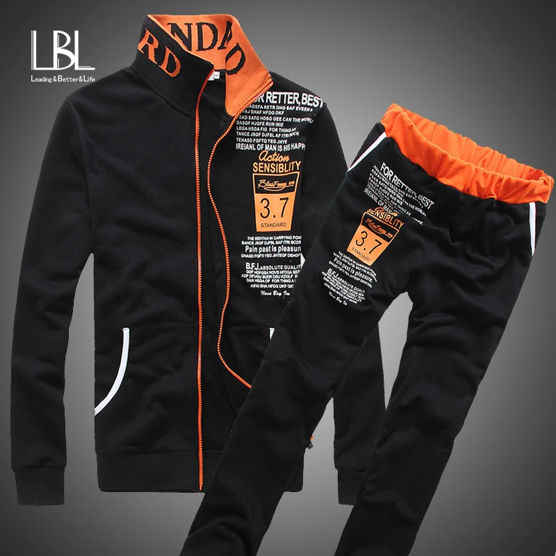 

New Men Tracksuit Set Winter Fleece Zipper Hooded Jacket+Pants Sweatshirts 2 Piece Set Hoodies Sporting Suit Coat Set Sportswear
