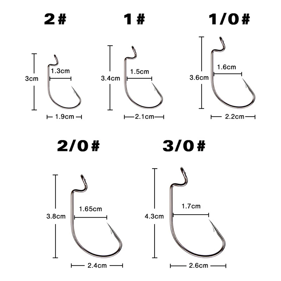 50 шт Высокоуглеродистая сталь рыболовные Кривошип Крючки набор 5 Размер 1 #2 #1/0 #2/0