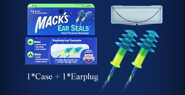 For MACK'S Wired Earplugs Waterproof Swiming Training Tactical Ear Protector For Adult Unisex Shampoo Bath Reusable Soft Earplug