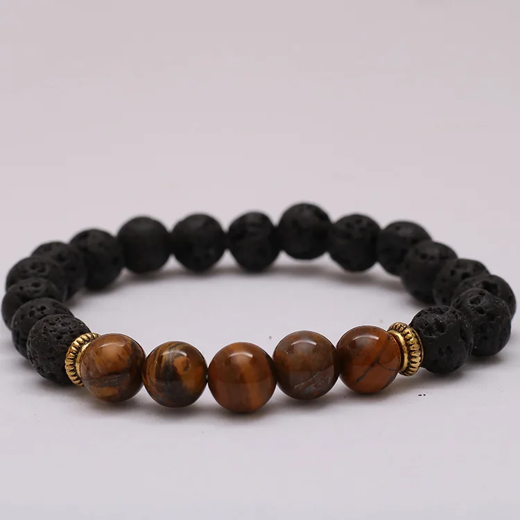 Buddha Prayer Natural Stone Bracelet For Women LAVA beads bracelets (6)