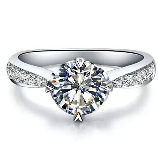 Real Solid 18K White Gold Female Marriage Ring 1CT Genuine Moissanite Women Wedding Anniversary Ring Promise Love Forever 1