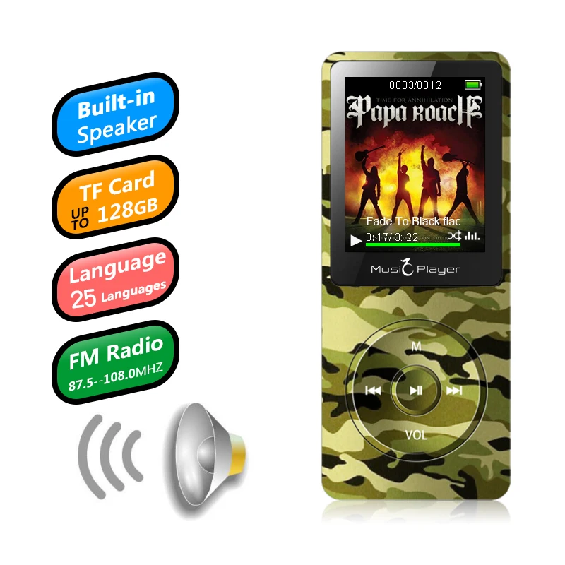 

IQQ new version X02 MP3 Player Built-in Speaker and 8G memory with 1.8 Inch Screen can play 100h Portable Lossless sound Walkman