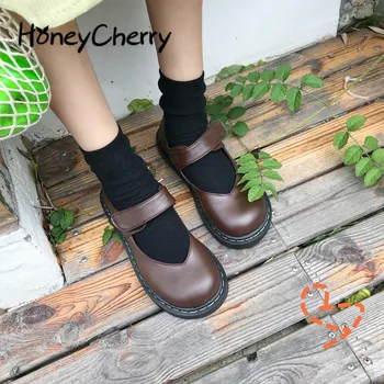 

Literary And Artistic Retro Women's Shoes, Flat Sole, Japanese Single Shoe, Low Upper, Round Head College Wind-leather Shoes