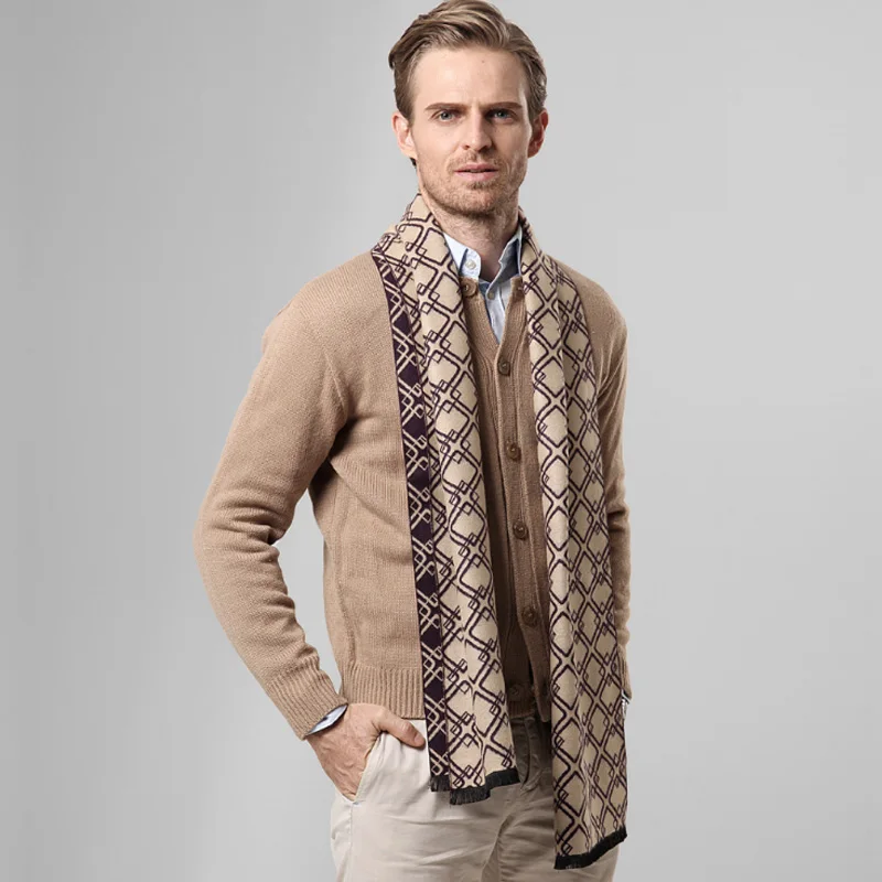 

[AETRENDS] Winter Sacrf Men's Plaid Cashmere Feel Scarfs Men Scarves Z-3453