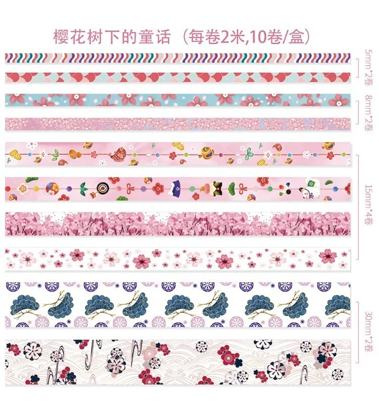 10 шт./компл. милые животные васи лента набор японский Вишневый цветок пуля журнал декоративные ленты Скрапбукинг бумаги стационарный - Цвет: 1