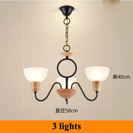 3 lights Современной деревянной LED Люстры Освещение Стекло оттенков Гостиная LED подвесная люстра огни Обеденная светодиодный свет висит - Цвет абажура: 3 lights
