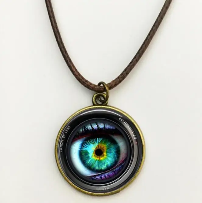 Green eyes cat) Photo Cabochon Glass Silver popular Chain Pendants Necklace